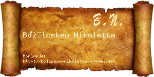 Bölcskey Nikoletta névjegykártya