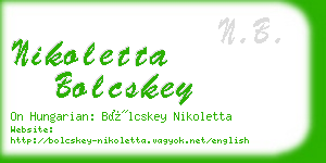 nikoletta bolcskey business card